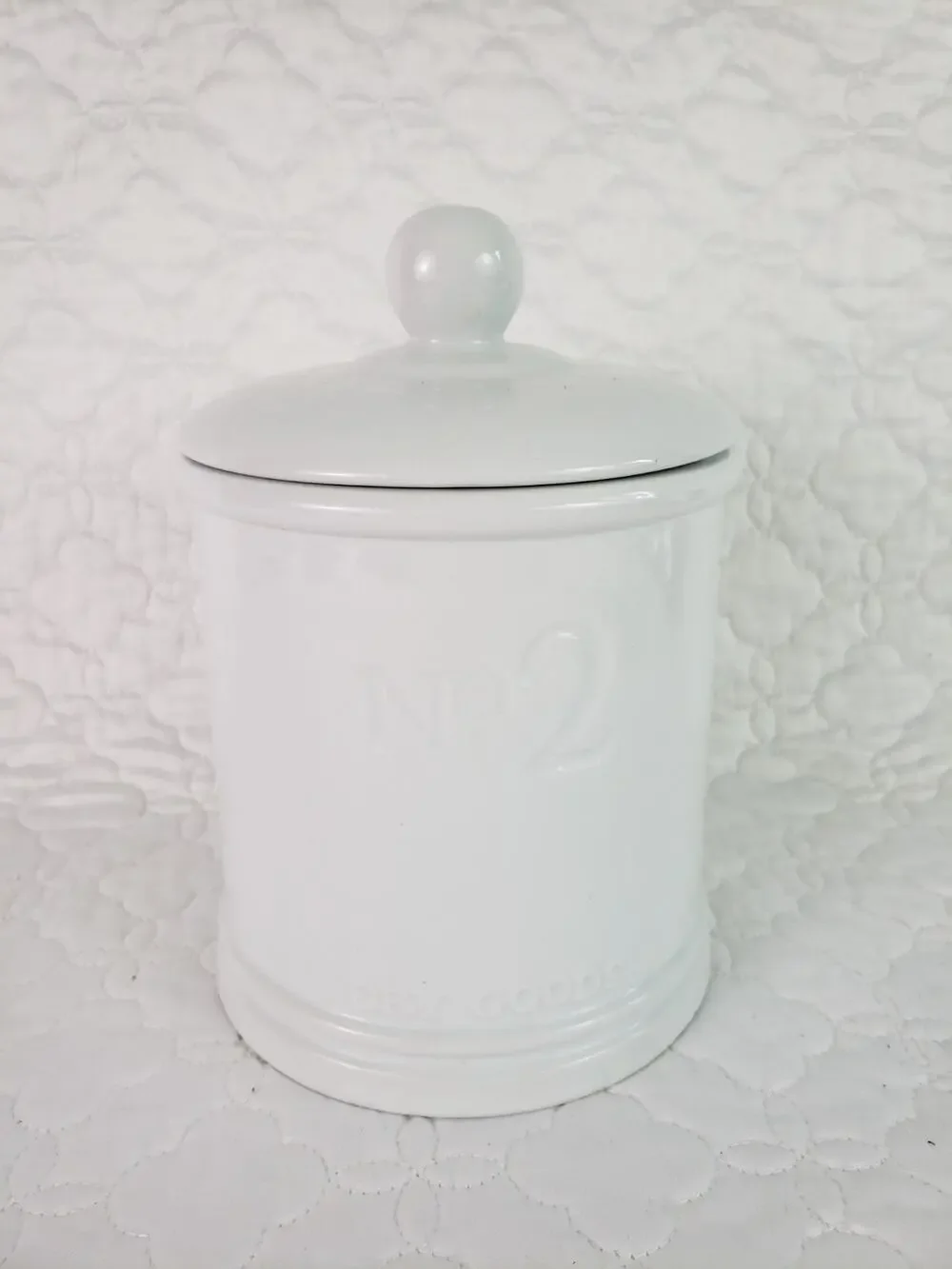 Fitz & Floyd No 2 Canister Everyday White Dry Goods Canister Porcelain & Lid